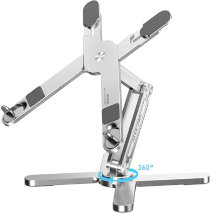 Einprovken X-Shape Soporte de Sobremesa para Ordenador Portátil con Base Giratoria de 360°, Plegable, Ajustable en Altura, Soporte de Aluminio para Portátil MacBook 11-16''