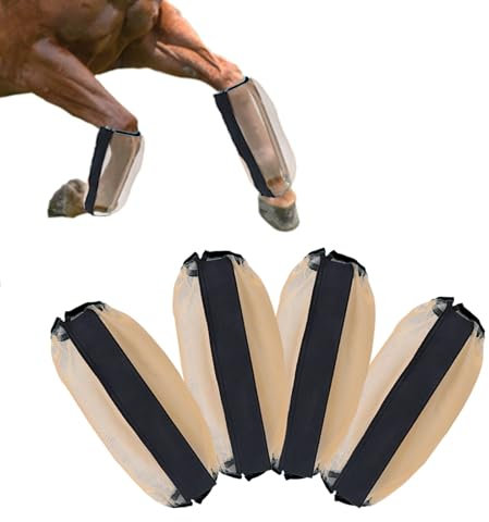 Stinchiere Cavallo Equitazione,4 Pezzi Di Antimosche Cavallo Stivale,Resistenti Agli Strappi Leggins Larghi per Cavalli,Traspiranti Stivali per Cavallo,Per Zoccoli Di Cavalli Morsi Anti-Mosche