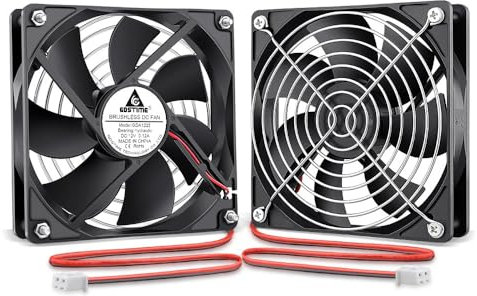GDSTIME 2-Pack 12V Computer Fan 120mm PC Cooling Fan 2 Pin 120 x 25mm DC Brushless 1500 RPM High Performance 2Pin