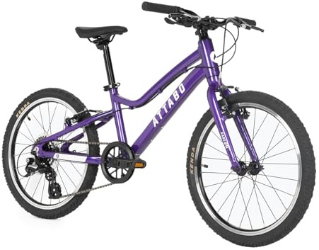 ATTABO Ease 20 Kinderfahrrad 20 Zoll – Leichtes Aluminium-Bike mit Shimano Altus 7-Gang Schaltung – Ergonomischer BMX-Lenker & Niedriger Einstieg – Fahrrad für Kinder 6–9 Jahre (115–135 cm) – Lila