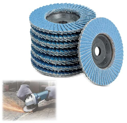 HEDMON 8 Stück Fächerscheiben Trennscheibe Ø 76mm x 10 mm Körnung 40/60/80/120 Mischen Set Effizientes Schleifen Schleifscheiben Lamellenscheiben fächerscheibe für 10,8-12V Winkelschleifer