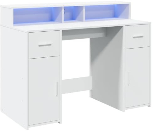 vidaXL LED-Schreibtisch Weiß 120x55x91 cm Holzwerkstoff