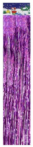 SYSUII 10 Stück Lila Metallische Lametta Vorhänge - 10cm*1m Glitzer Folie Fransen Lametta Vorhang Tür Fenster Dekoration für Geburtstagsfeier Hochzeitsfoto Hintergrund Weihnachten Party