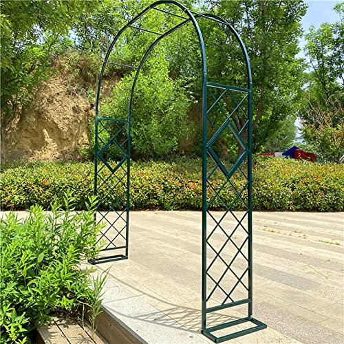 Arche de jardin en fer forgé pour plantes grimpantes, treillis, pergola de mariage, tonnelle, vert foncé, 220 cm, décoration extérieure pour pelouse, terrasse, soirées romantiques