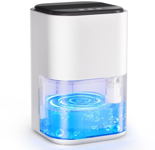 Vicloon Dehumidifier, 2000ML Dehumidifiers for Home, Quiet, Portable & Small Air Dehumidifier with Auto Off &7 Coloured LED Light, Bathroom Dehumidifiers for Wardrobe Basement Garage RV