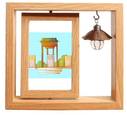 no/no China Bell Pavilion Bower Antiquity Wooden Rotating Picture Photo Frame 4x6