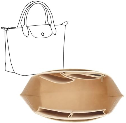 YHNDECO Taschenorganizer für longchamp L, Handtaschen Organizer, Filz Innentasche für Handtaschen mit Mehreren Taschen, Große Kapazität Handtasche Einsatz