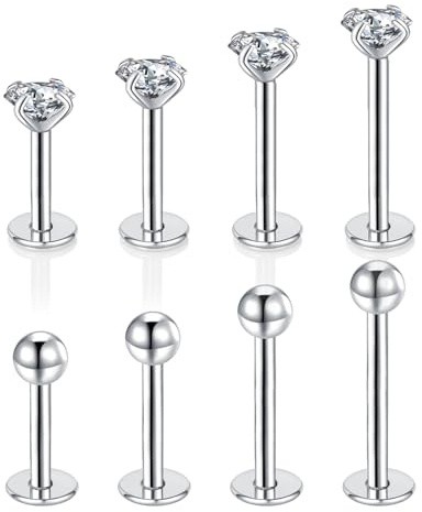 Besyvvin Lippenpiercing Labret Steckers 1,2mm Chirurgenstahl Plastik Piercing Lippe Helix Tragus Monroe Medusa Stecker Schmuck 4-12mm