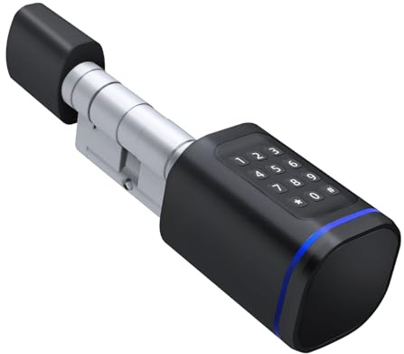 Smart Door Lock, Euro Door Smart Cylinder Lock, Electronic Locks Applicable to Wooden Iron Security Door (Black)