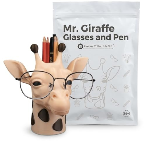 Mr. Giraffe Glasses and Pen Holder – Funny Animal Desk Organizer, charming Eyeglasses Stand & Pencil Cup for Office or Home Decor – 3D Printed in Canada