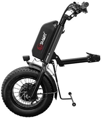 ELESMART A8 Elektrisch Rollstuhl Zuggerät, Elektrischer Rollstuhl-Antrieb zur Umrüstung von Manuell auf Elektrisch Rollstühle, 15 Ah, 48V 1000W, Mittelverbindung, Schwarz