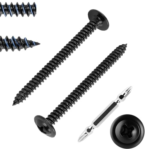 FandWay 100 Stück Tellerkopfschrauben, schwarz, M4,2 x 13 mm, Holzschrauben, 410 Edelstahl, modifizierter Halsspannkopf, selbstbohrende Schraube, Blechschraube, Kreuzschlitzantrieb für Aluminium