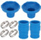 BOXOB 8pz Kit Adattatori Tubi Flessibili per Aspirapolvere da Piscina, Connettore Tubo Skimmer Blu Piscina con Morsetti Compatibile con Gli Accessori per Piscine Fuori Terra Intex