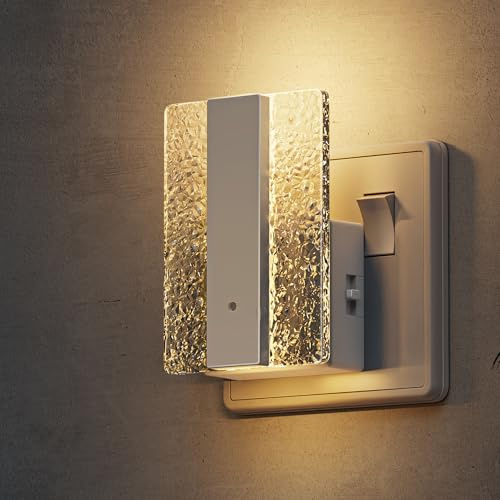 LOHAS-LED Plug in Night Light, Night Light Plug in Wall with Dusk to Dawn Photocell Sensor, 0-100LM Stepless Dimming, 1W 3000K Acrylic Nightlight, for Bedroom, Stairs, Kitchen, Hallway, Toilet, 1 Pack