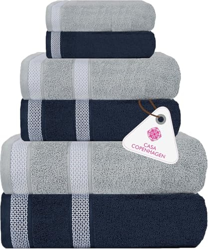 CASA COPENHAGEN Eternal Set di asciugamani 6 pezzi, verde lime, 500 g/m² 600 g/m², 2 asciugamani da bagno,2 asciugamani per le mani,2 salviette in morbido cotone egiziano per bagno, cucina e doccia.