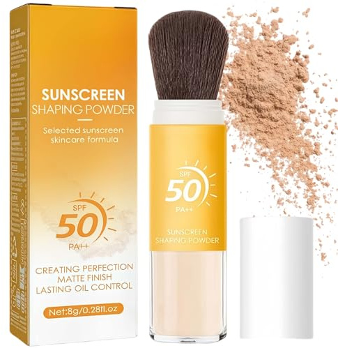 SPF 50 Mineral Powder Sunscreen for Scalp & Face - Scalp Spf Powder Sunscreen Brush, Lightweight, Matte Finish - Breathable, Oil Control, Long-Lasting Sun Protection with Easy Application