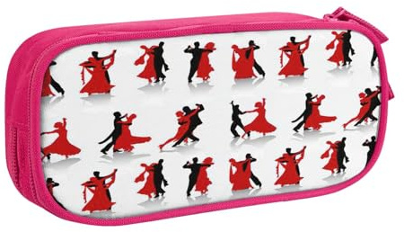 EdsfFehs Cassa di matita della chiusura lampo di doppio strato della stampa di ballo della sala da ballo di grande capacità, multi, rosa, Taglia unica, Set di zaini per la scuola