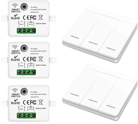 Glayent Interruptor Inalámbrico Inteligente de 433Mhz, Pulsador Autoalimentado, Paneles de Pared, Mando A Distancia, Interruptor de Luz, Interruptor de Pared