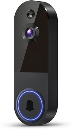 1080P Wireless Video Doorbell Camera, AI Human Detection, Night Vision, 2-Way Audio, Battery Powered, Cloud Storage, 2.4G WiFi, Indoor Outdoor Surveillance (Black-No Chime)