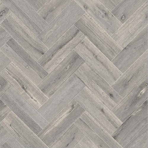 Mayfair 109M Grey Wood Herringbone Effect Turbo Vinyl Flooring | - 3m x 1.5m (9ft10 x 4ft11)