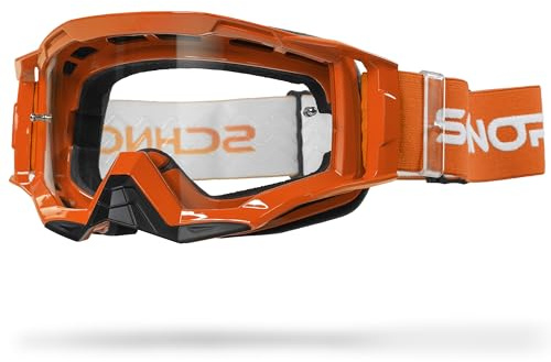 SCHNORR MX Neo Motocross Goggles Orange | Clear Lens S0, Anti-Fog, Tear-Off Professionell Motocross Brille MtbBrille Dirt Bike ATV Goggles Crossbrille Sicherheit Tactical Riding Motorradbrillen