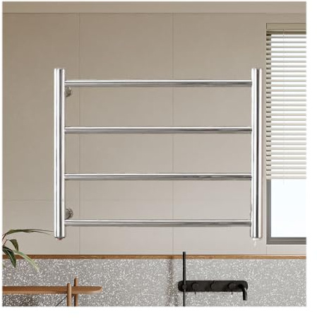 RJYYYDS Wall Mounted Radiator Bathroom Accessories,Electric Towel Racks with Thermostatic,Stainless Steel Towel Warmers for Bathroom,A:Gold B,Hard Wired,Silver B-Hard Wired