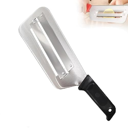 Genérico Cuchillo Para Verduras De Acero Inoxidable Con Doble Hoja, Cortador Y Rallador Multifunción Para Col, Lechuga Y Verduras, Mango Ergonómico, Fácil De Limpiar (Negro)