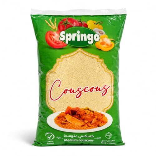 Springo Couscous Moyen 1kg – 100% Semoule de Blé Dur – Couscous Grain Moyen pour Tajines, Légumes, Viandes et Repas Familiaux