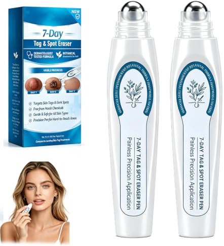 Rimuove Nei, Verruche, Trattamento Viso con Formula Naturale, Penna Correttiva a Sfera per Cicatrici e Macchie Scure, Applicazione Precisa e Sicura per Tutti i Tipi di Pelle(2pcs)