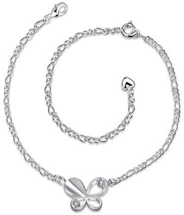 BROWOL 925 Sterling Silber Verstellbar Schmetterling Zirkonia Fußkettchen Fußkette für Damen Mädchen Männer