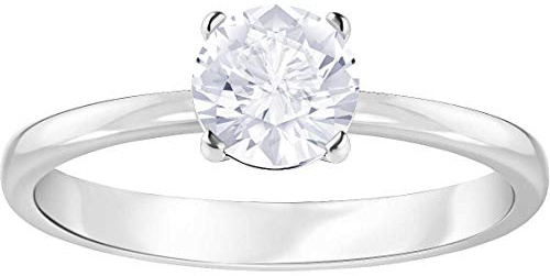 Swarovski Women's Attract Ring, Brilliant White Crystal in a Stunning Rhodium Plated Band, Size N, from the Swarovski Attract Collection