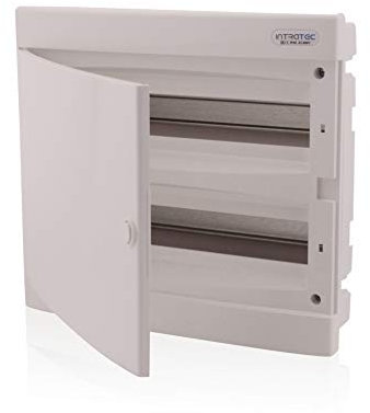 Intratec quadro elettrico incasso, IP40 – Centralino da interno con porta bianca, per installazione in ambienti asciutti, 2 file, 36 moduli, 357 x 382 x 106 mm