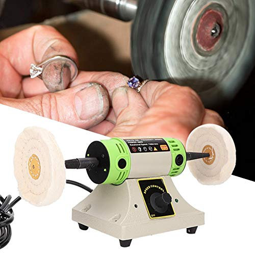 Máquina pulidora de banco Máquina pulidora de joyería, almohadilla de escritorio doble de la amoladora del pulimento del banco de oficina principal(White)