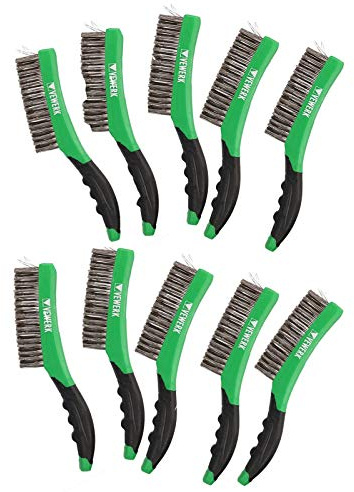Lot de 10 brosses métalliques à main avec poils en acier inoxydable + poignée souple