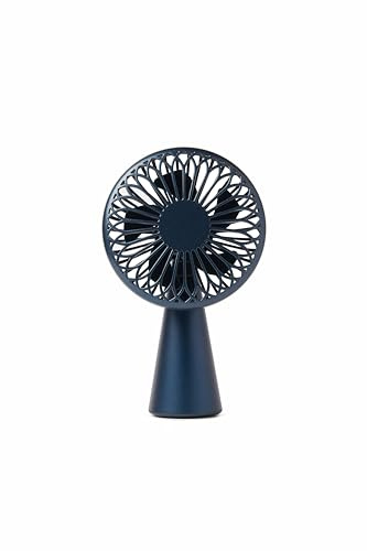 Lexon Wino - Mini ventilatore da scrivania wireless, 3 velocità del flusso d'aria, pale ultra silenziose, autonomia: 5 ore, ricaricabile tramite USB-C (cavo incluso) o wireless QI - Blu