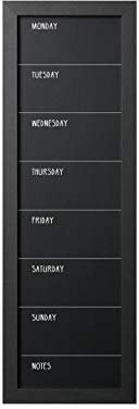 Bi-Office - Lavagna Nera per Gesso Week Planner, 200 x 600 mm, Cornice Nera