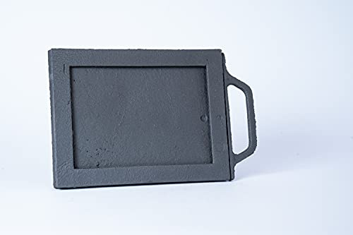 SEZAM Drosselschieber zur Luftregulierung aus Gusseisen, Rauchgasdrosselung, Kaminschieber - für Pizzaofen - Brotofen - Steinofen - Holzofen, 25 x 1,5 x 16 cm, grafitfarben bemalt