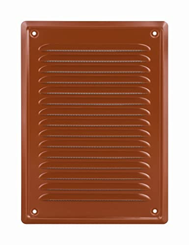 ADGO Rejilla de ventilación de salida de aire, rejilla exterior montada en la pared, plana de metal con rejilla atornillada para chimenea, ventilación con rejilla protectora (14x21 cm, color ladrillo)