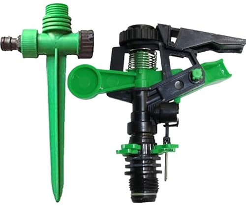 Suinga Aspersor de Riego Agricola 1/2 con Soporte | Aspersores de riego cesped de 6 a 12 m | Aspersor Sectorial de Jardin, Verde