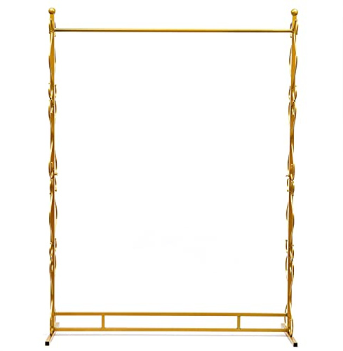 Bathrena Metall-Hochzeitskleid-Brautkleiderständer, Quadratisch Brautkleid, Kleiderständer|Hochzeitskleidung Ausstellungsstand für die Hochzeit|205 * 150 * 45cm (Gold)