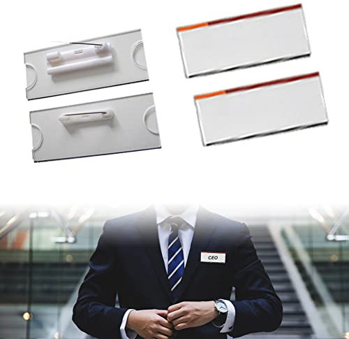 Badges porte Nom, Porte Badge,Transparent Badge, Badge en avec épingle, Pour écoles, Bureaux, Infirmiere, Conférences et Visiteurs, 4 Pièces