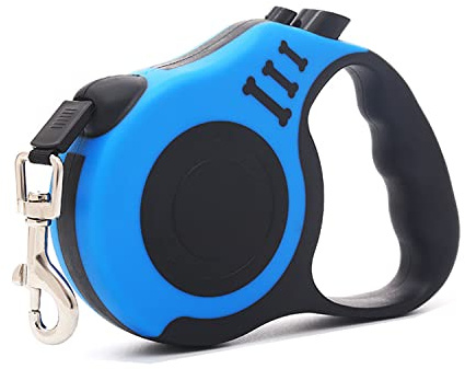 Retractable Dog Lead 360° Tangle-Free Harness Leashes with Non-Slip Handle Extendable Nylon Leads Adjustable Puppy Strap for Dogs Training Walking Jogging 5M/16FT for Medium Small Pet 15-20KG (Blue)