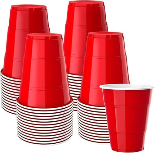 Business and Brands Red Plastic Cups, Disposable Cups 12oz (50 Pack) Cups, Red Party Cups for Birthday,Party,Picnics, Weddings, Christmas, Anniversary
