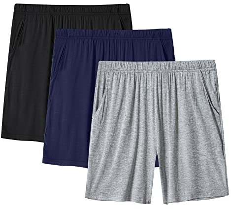 MoFiz Mujer Pantalones Cortos Pijama Suave Modal Verano Shorts con Bolsillos 3 Pack-02 L