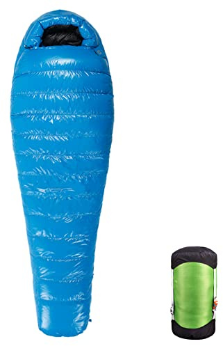 NewDoar Saco de Dormir Ultraligero Primavera Verano Otoño Bolsa de Dormir Ultra-Compactable Caliente Plump Momia Bolsa de Dormir 400g Acolchado de Pato para Senderismo Mochila y Camping