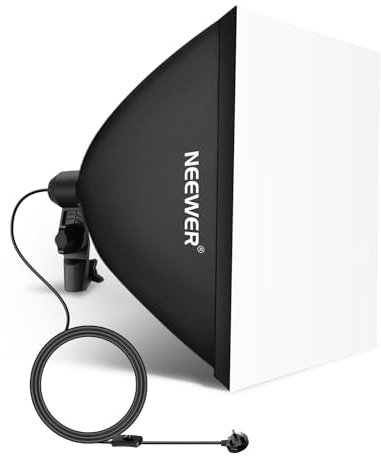 NEEWER 40x40cm Softbox with E27 Porcelain Socket/CE/UKCA Certified Power Cord/White Diffuser/Stand Adapter, Durable Nylon Softbox Lighting Modifier for Studio Photography Lighting, SF4040 (UK Plug)