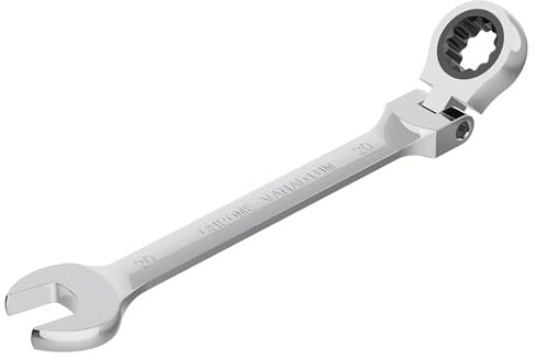 FOCMKEAS 20mm Flex-Head Ratcheting Combination Wrench Metric 72 Teeth 12 Point Ratchet Box Ended and Open End Spanner Tools, Flexible Head Gear Wrench, Heat-Treated CR-V