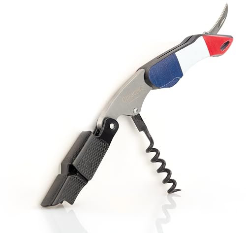 Qpractiko | Tire-bouchon professionnel | Acier inoxydable, 12x3 cm, spirale téflon, coupe-capsule intégré | Compact, ergonomique, robuste | Ouverture pratique pour amateurs de vin