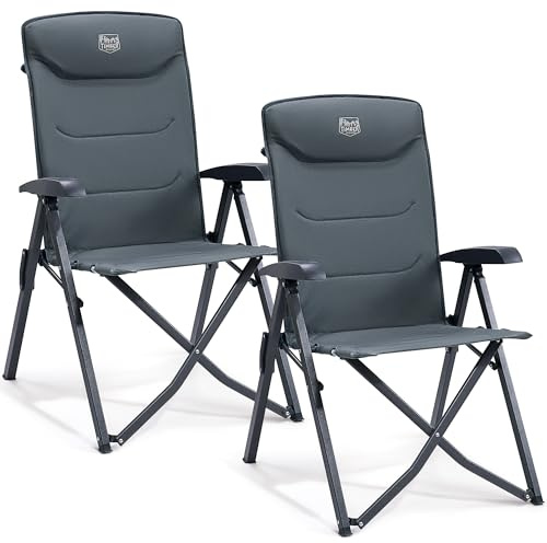 TIMBER RIDGE Fällbara campingstolar 2 set för vuxna justerbar tung utomhusstol 4-position, hög rygg överdimensionerad trädgårdsstol fåtölj lyxig för matsal strand picknick, stöd
