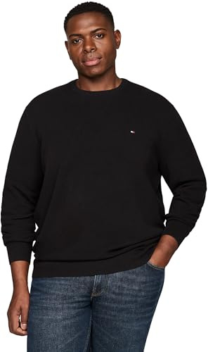 Tommy Hilfiger Uomo Pullover Essential Structure Crew Neck Pullover in Maglia, Nero (Black), XXL